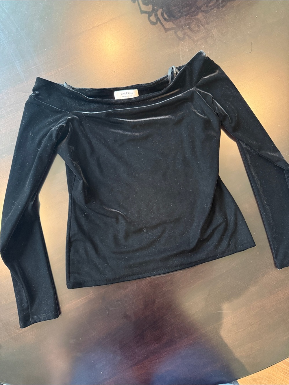 Bailey 44 Black Velvet Off Shoulder Top medium